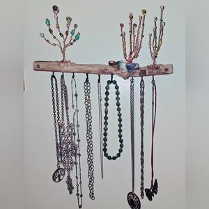Hand Made Wire Tree Beaded Necklace Holder For Wall